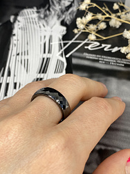 Кольцо Керамика (грани) 18 черное 1