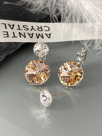 Серьги Roncato 14мм с австрийскими кристаллами vintage rose/crystal