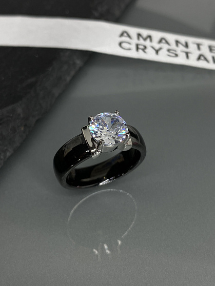 Кольцо керамика Brill черное 19р