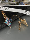 Серьги Rivolo Romb tanzanite mix Au с переливающимся оттенком