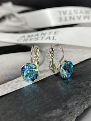 Серьги Assol 9mm с австрийскими кристаллами light turquoise 2