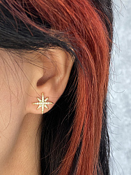 Серьги Bluc Звездочки crystal Au  2