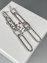 Серьги Цепь стразы 8,5 см 1
