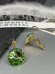 Серьги RIVOLI 14mm с австрийскими кристаллами peridot Au 2