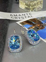 Серьги Capri Strass 18mm aquamarine 3