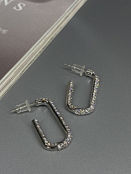 Серьги полукольца strass (мелкие стразы) 2
