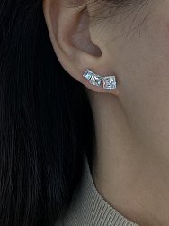Серьги Square каффы crystal 4