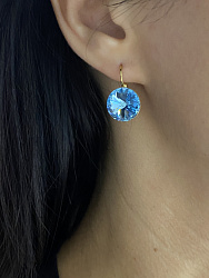 Серьги RIVOLI 14mm с австрийскими кристаллами aquamarine Au 1