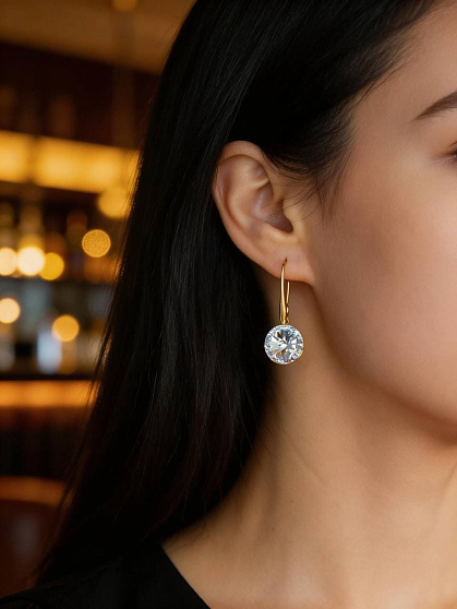 Серьги Elina 14мм crystal Au