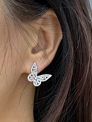 Серьги Бабочки mini с Цирконами crystal 3