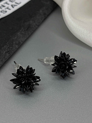 Серьги Ежик jet (гвоздик) 3