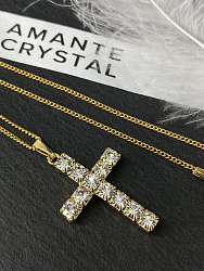 Подвеска крест KROW crystal Au 2