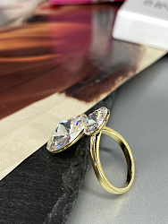 Кольцо KR JANINE crystal желтое золото 3