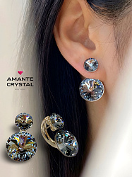 Серьги Roncato 14мм с австрийскими кристаллами silver night 1