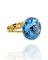 Кольцо ELIS 14 aquamarine с синими кристаллами на подарок