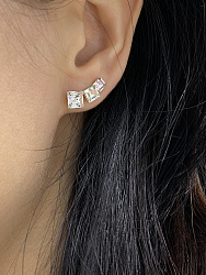 Серьги Square каффы crystal Au 1