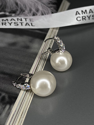 Серьги жемчуг 14 mm со стразами  4