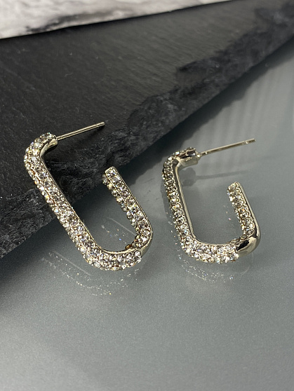 Серьги полукольца Lux bl diamond (мелкие стразы)
