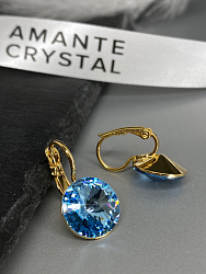 Серьги RIVOLI 12 с австрийскими кристаллами aquamarine Au 4