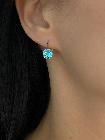 Серьги Assol 9mm с австрийскими кристаллами light turquoise