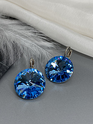 Серьги RIVOLI 18mm с австрийскими кристаллами aquamarine 2