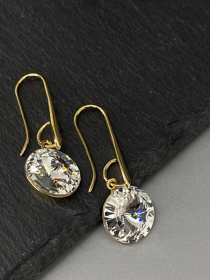Серьги Elina 14мм crystal Au