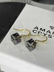 Серьги KR Kora 7mm silver night (крючок) Au 4