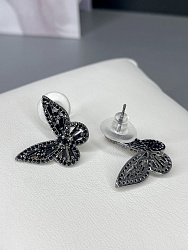 Серьги бабочки mini Циркон jet 3