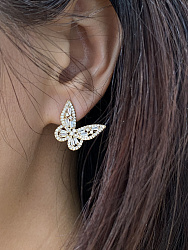 Серьги Бабочки mini с Цирконами crystal Au 4