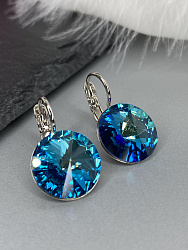 Серьги RIVOLI 14mm с австрийскими кристаллами bermuda blue 2