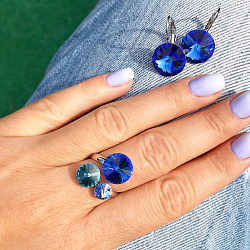 Кольцо LION с австрийскими кристаллами sapphire mix 2