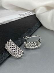 Серьги DAZZ Celeby crystal английский замок покрытие белый родий  2