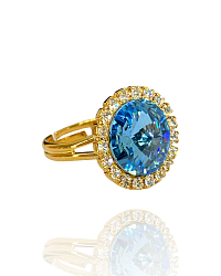 Кольцо KASSANDRA aquamarine с синими кристаллами