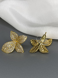 Серьги DAZZ Flower crysta Aul 2.5см 2