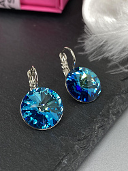 Серьги RIVOLI 14mm с австрийскими кристаллами bermuda blue 4